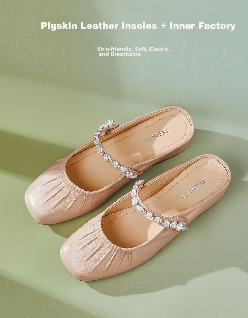 TEENMIX Ballet Variation Internal Height Increase Soft Sole Open Toe Half Slippers Women's Outdoor Sandals Mules 6