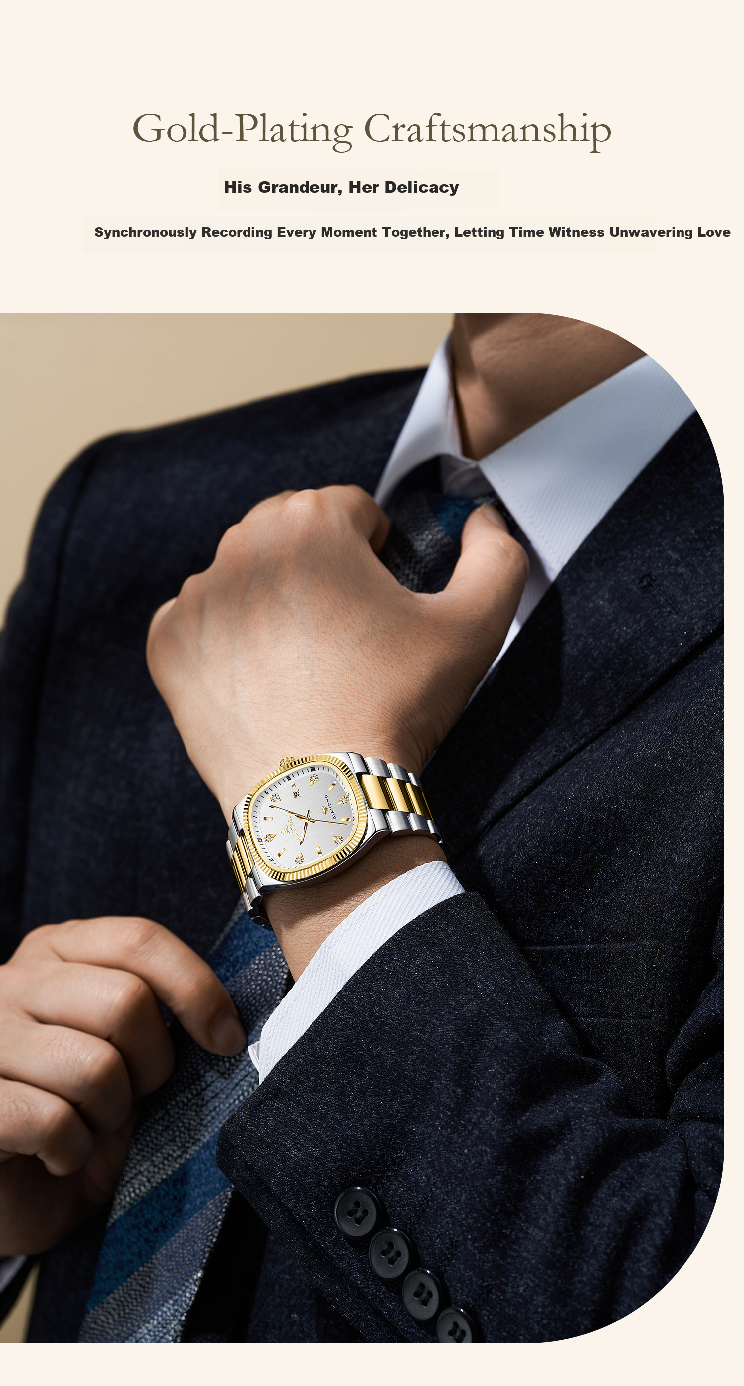 MONTAGUT Luxury Diamond-Studded Fashion Waterproof Couple's Business Watch for Men and Women - Spring Festival Gift 9