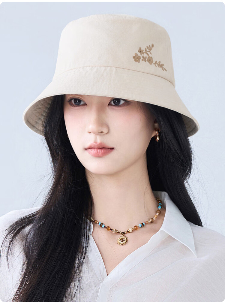 JIUMU 100% Cotton Women's Sun Protection Hat UV Protection Bucket Hat Outdoor Face Covering Sun Hat 15