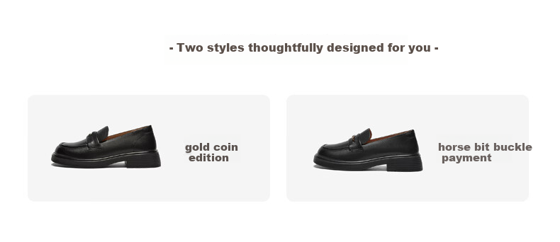 Basto Mall Same Style [Genuine Leather] College Style Loafers Chunky Heel Women's Shoes Black Size 35 2