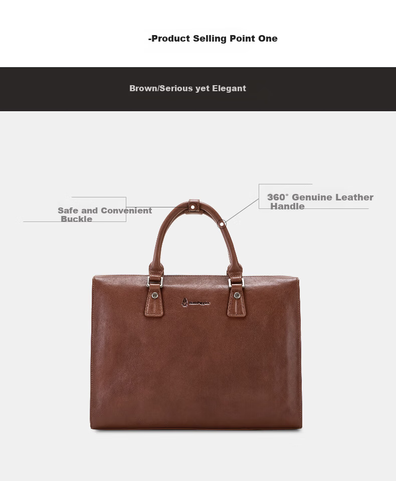 Hush Puppies Men's Business Briefcase Large Capacity Horizontal Handbag Laptop Bag Valentine's Day Gift for Boyfriend 2