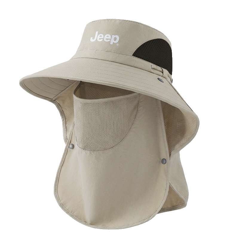 JEEP Men's Sun Protection Hat UV Protection Summer Fisherman Outdoor Hiking Wide Brim Sun Hat