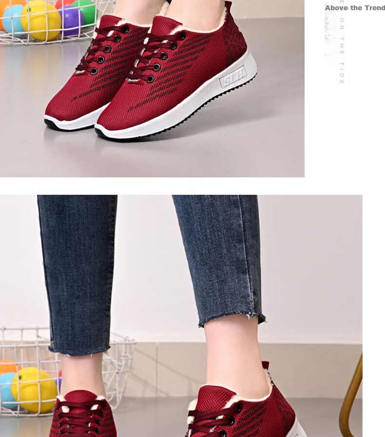 FOOTOPPO Women's Sports Cotton Shoes Elderly Winter Warm Plush Casual Shoes for Moms 11