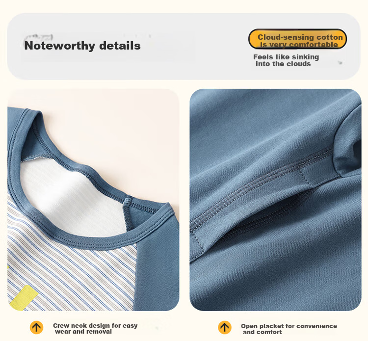 Me feeling Children's Autumn Cotton Underwear A-Class 100% Pure Cotton Boys' Pajamas Thermal Base Layer Set for Older Kids 11