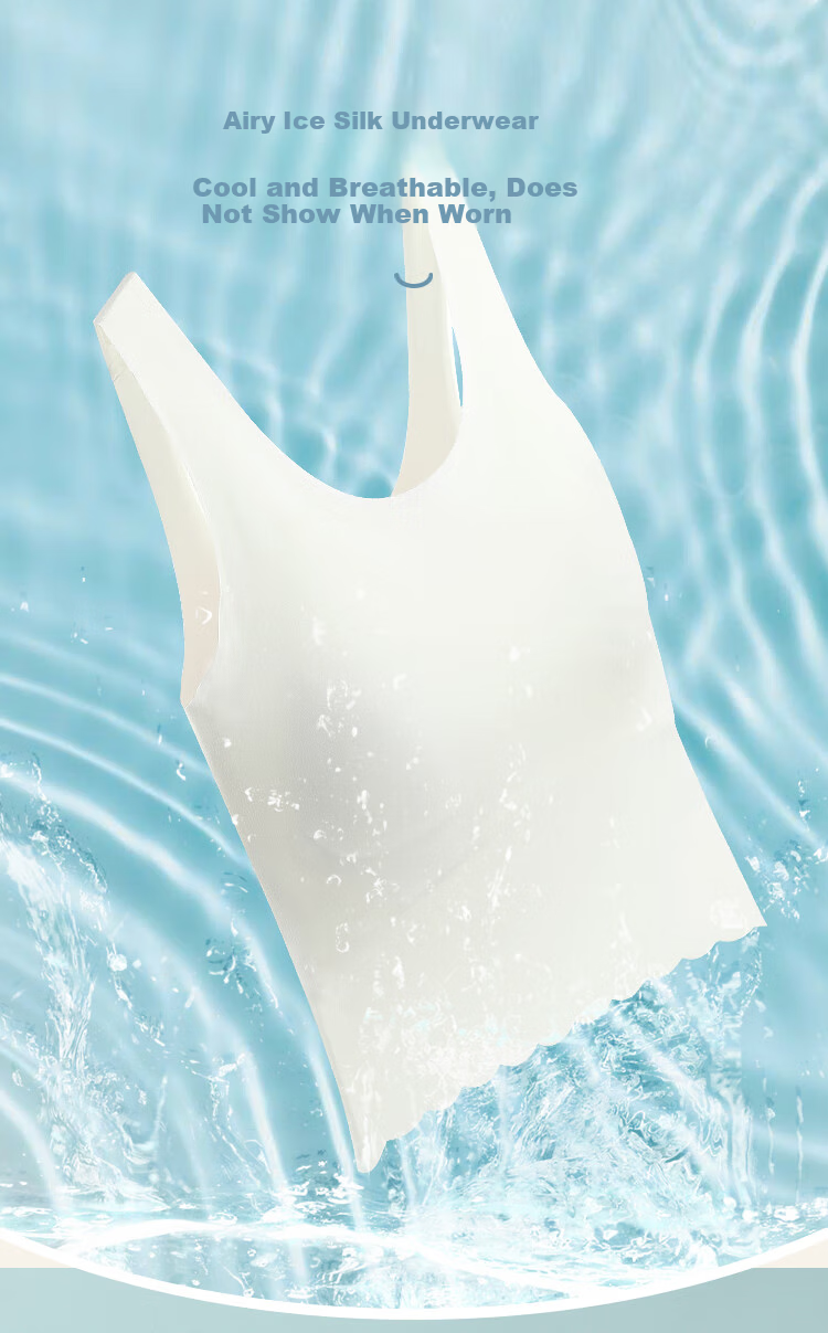 Hodohome Girls' Bra Stage 2 Development Ice Silk Seamless Solid Color Extended Length Vest Style Underwear 010 B80 5