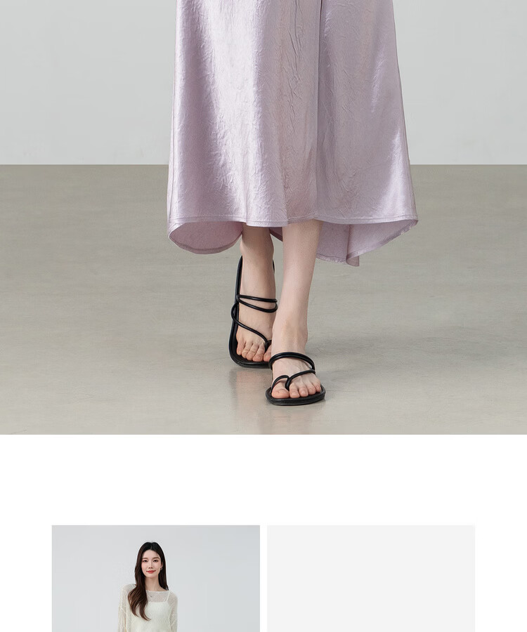 Shangdu Bira Pure Acetate Glossy A-Line Midi Skirt for Women Spring Summer Luxury Commuter Textured Satin Slit Slimming Skirt 19