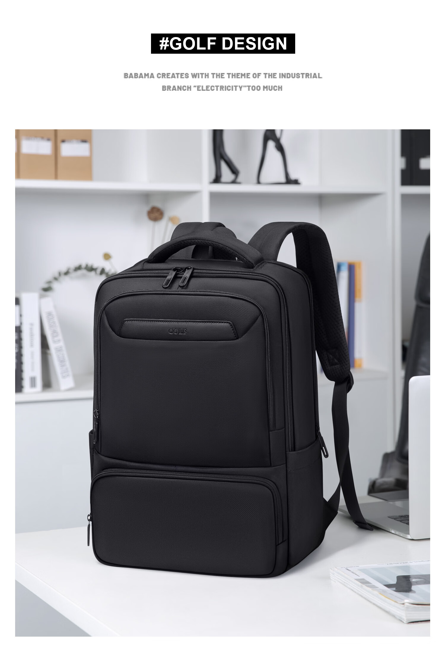 GOLF Men's Business Laptop Backpack 16/15.6 Inch Multi-Compartment Travel Commuter Bag 14