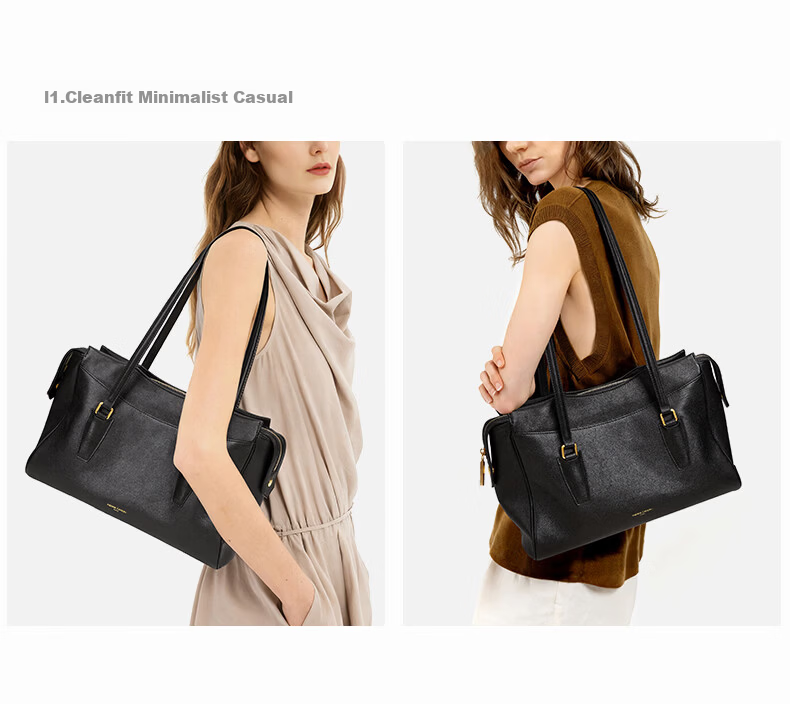Pierre Cardin Women's Vegetable Tanned Cowhide Leather Briefcase Large Capacity Genuine Leather Shoulder Bag 2026 Women's Day Gift 4