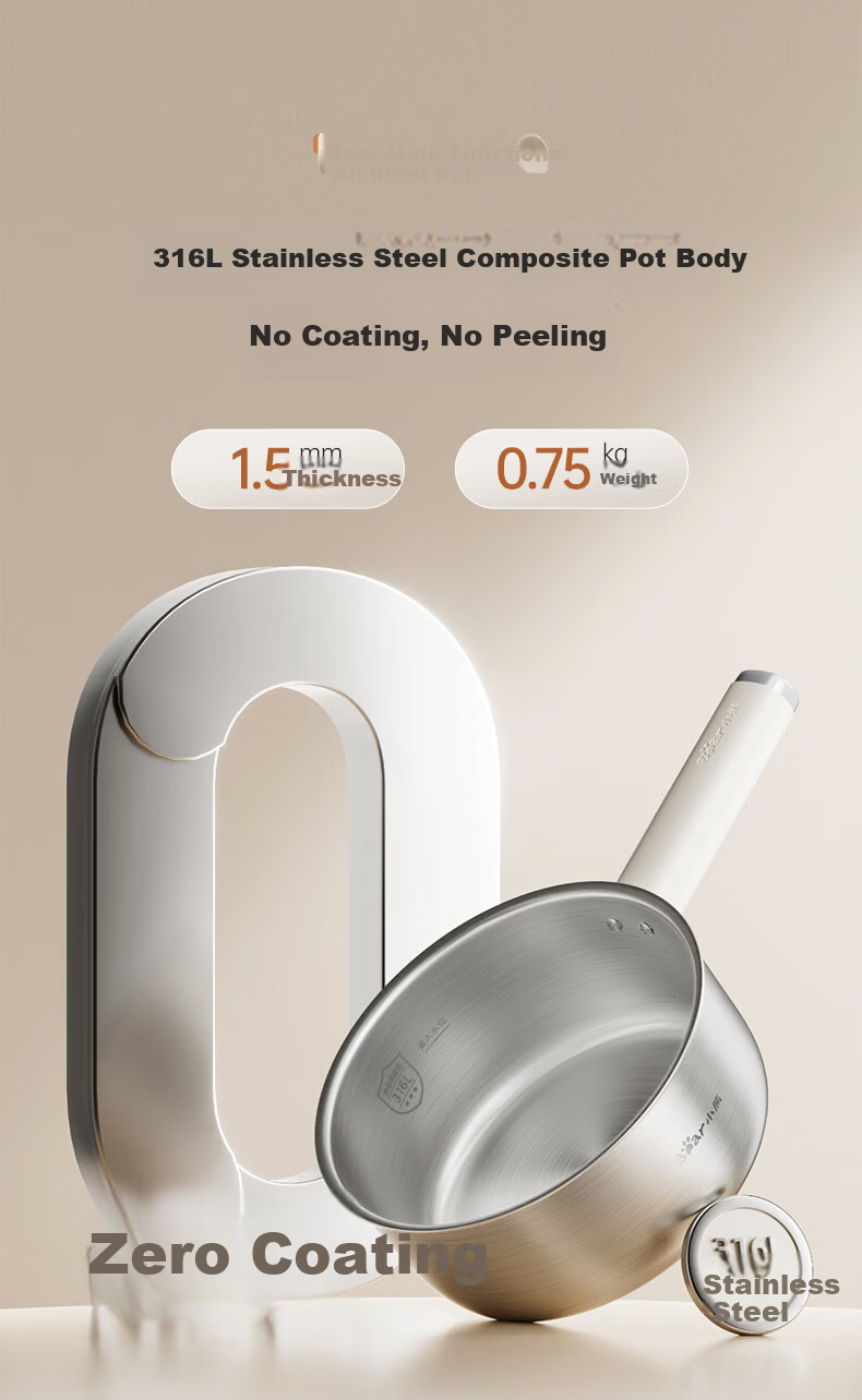 Bear Electric Cooking Pot Small Electric Hot Pot Electric Stew Pot Steamer 2-3 Person Household 316L Stainless Steel with Steamer Basket 2.5L F25P1 4