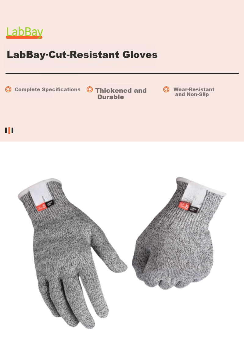 LABBAY Cut-Resistant Gloves Level 5 Anti-Slip Work Safety Gloves Industrial Knife Cut Protection Stainless Steel Wire Work Gloves (Size L) 1