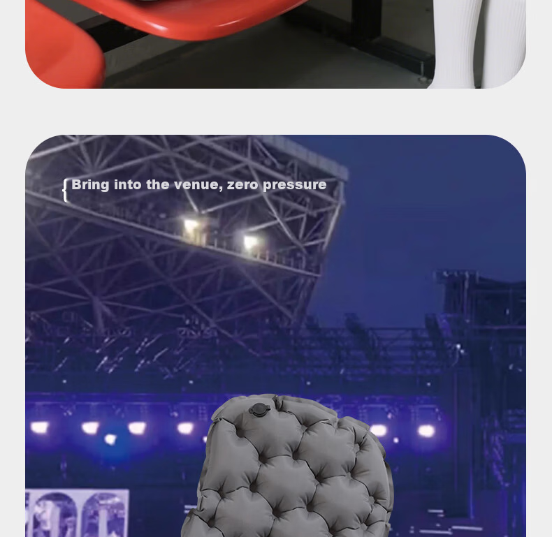 Etravel Outdoor Inflatable Seat Cushion Portable Foldable Air Pad Travel Camping Hiking Concert Moisture-Proof Gray 20