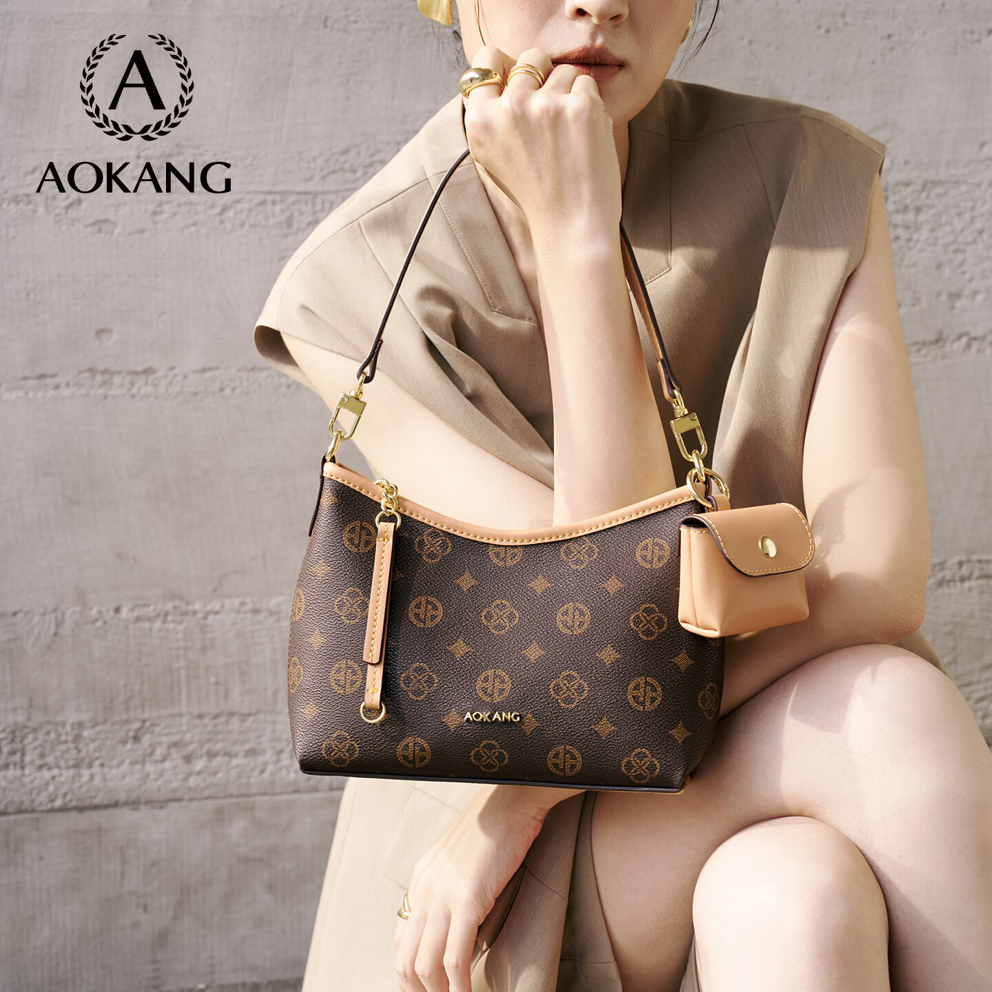 Aokang Women's Bag 2026 New HOBO Underarm Bag Luxury Crossbody Shoulder Bag Birthday Gift for Girlfriend Wife