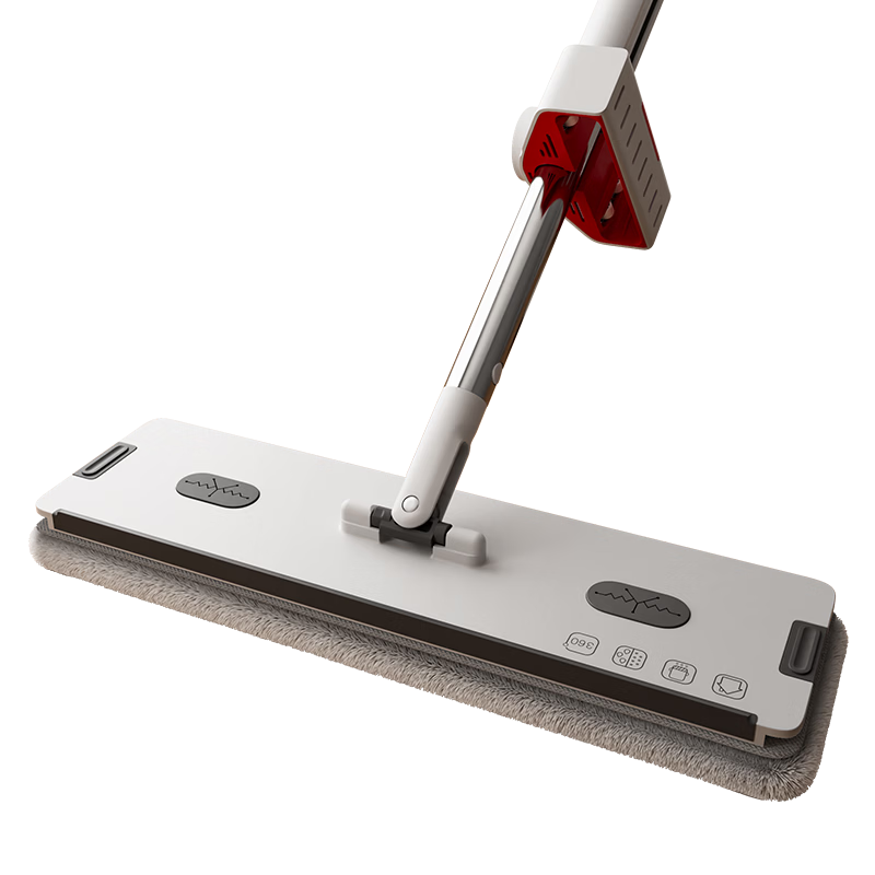 Good Wife Flat Mop 45cm with 2 Cloths Hands-Free Washing Household Water-Absorbent Lazy Floor Cleaning Tool
