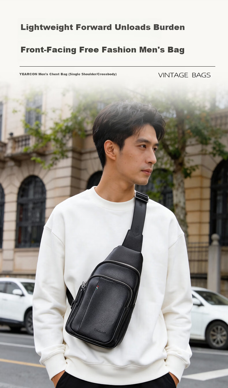 Yierkang Business Commuter Chest Bag Trendy Crossbody Casual Sports Shoulder Bag Gift for Boyfriend Father Men’s Sling Bag 1