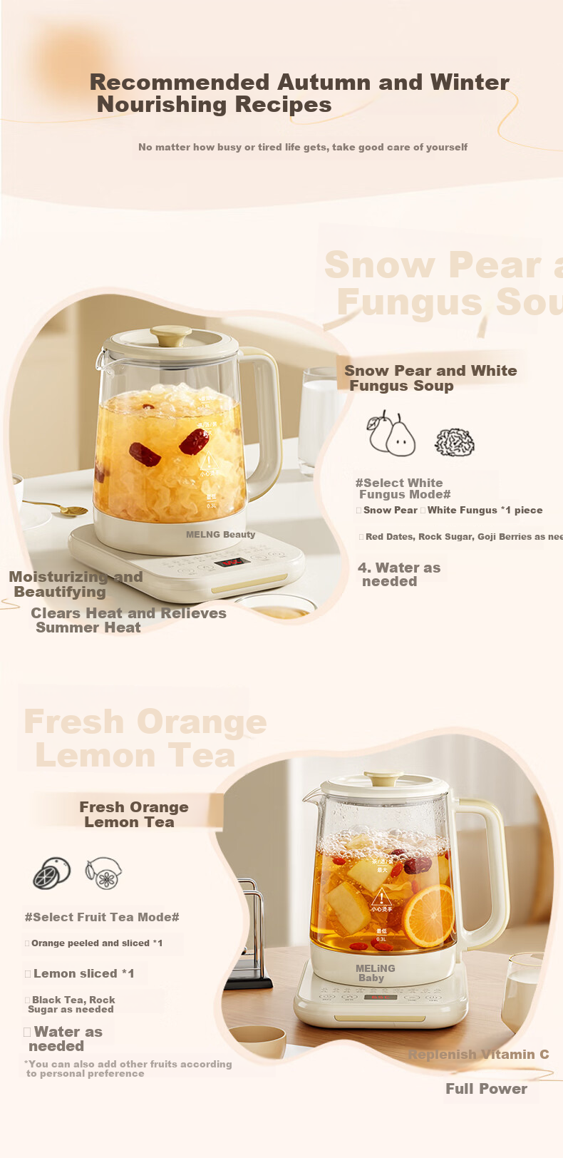 MeiLing Health Pot Electric Kettle 1.8L Multi-Function Tea and Stew Pot Temperature Control Insulated Smart Electric Water Boiler MJ-DM18501 9