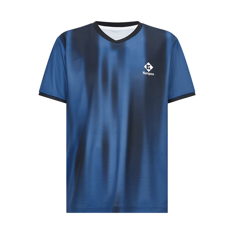 KUMPOO 26th Anniversary New Men's Badminton Shirt Short Sleeve Fashion Loose Breathable K261M-1154 Dark Blue S