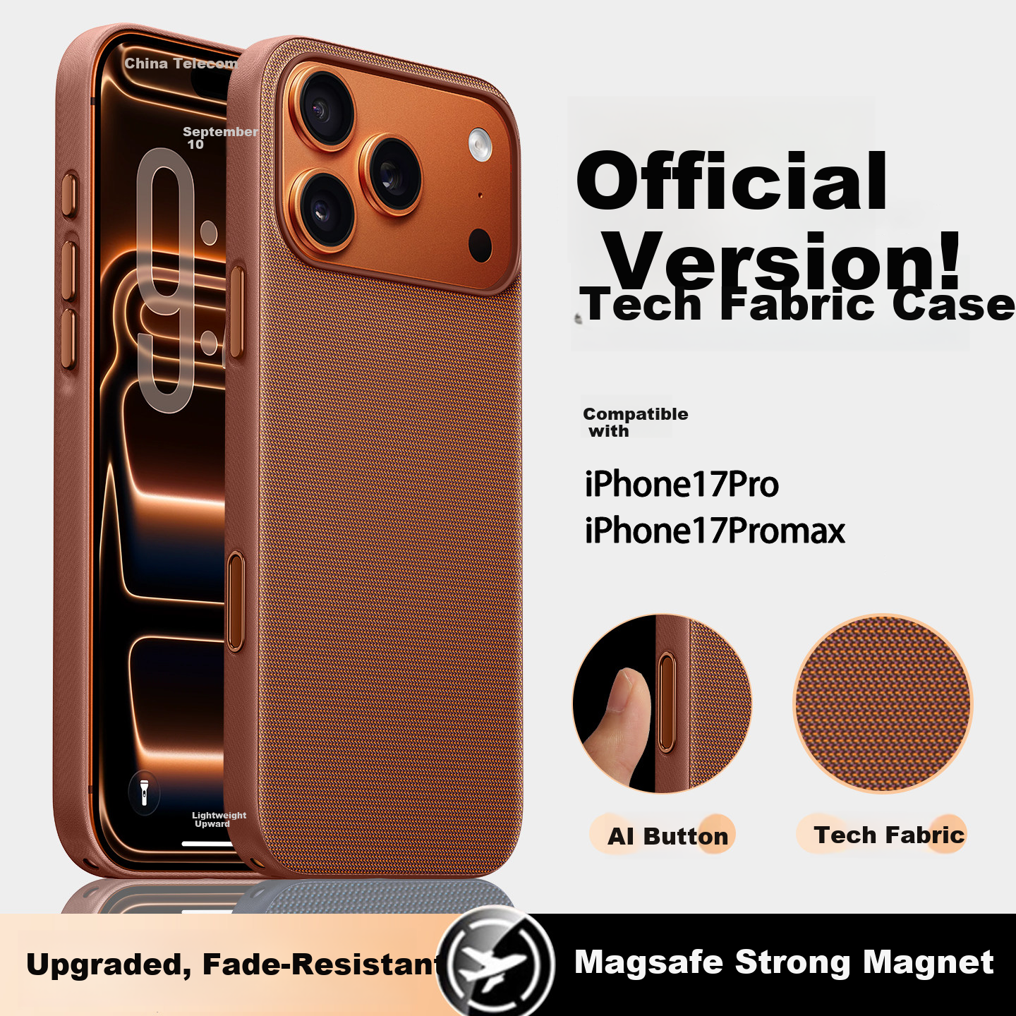 Ekakashop Apple iPhone 16 Pro Case New Tech Fabric Protective Cover Woven MagSafe Magnetic Shockproof Business Unisex - Black