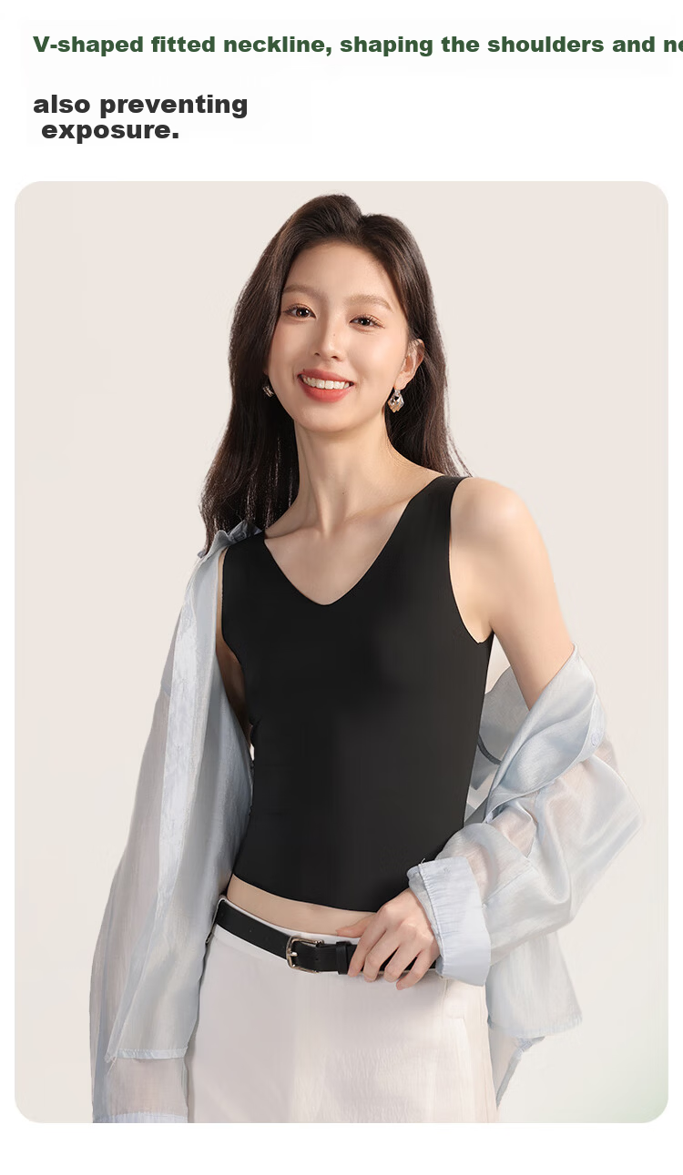 MiiOW Ice Silk Seamless Women's Camisole Vest [Cooling and Anti-See-Through] Summer Short Crop Top 2 White M 8