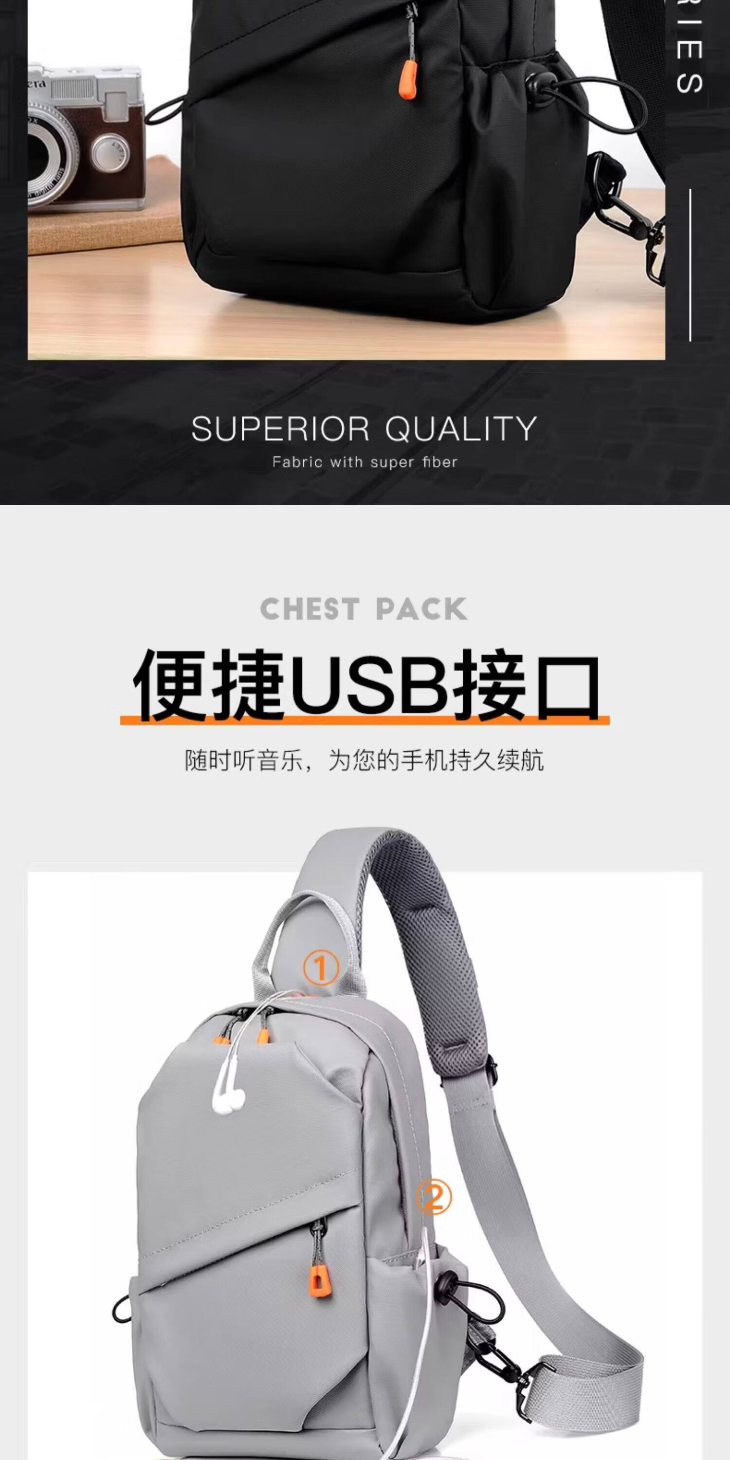 Warrior Men's Crossbody Bag 26L Large Capacity New Shoulder Bag Multifunctional Water-Resistant Small Backpack for Commuting and Outdoor Use 4