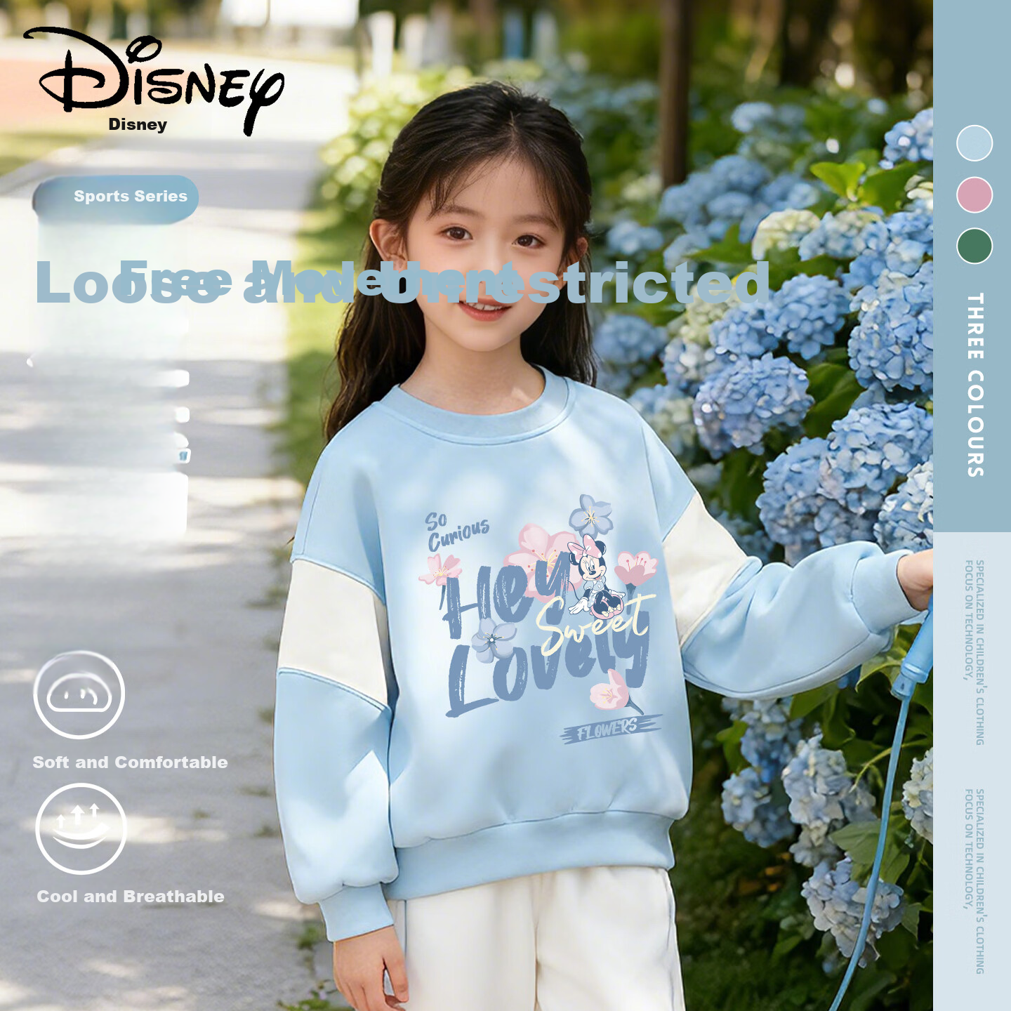 Disney Kids Cartoon Sweatshirt 2026 Autumn New Fashion Patchwork Girls Top Trendy Boys Sportswear Spring Collection
