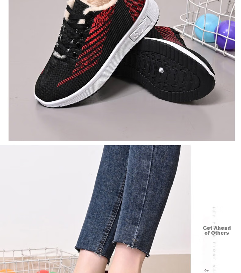 FOOTOPPO Women's Sports Cotton Shoes Elderly Winter Warm Plush Casual Shoes for Moms 10