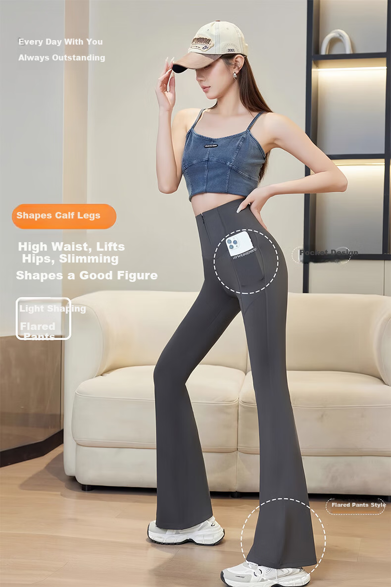 GRACEWELL Women's High-Waist Bootcut Yoga Pants Shaping Black Slim Fit Sharkskin Suit Trousers 6