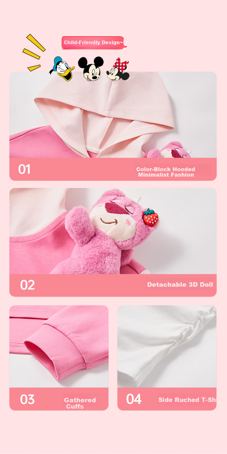 Disney Girls' Autumn 2026 Spring Sportswear Set New Sweatshirt + Long Pants Fashion Three-Piece Set 1