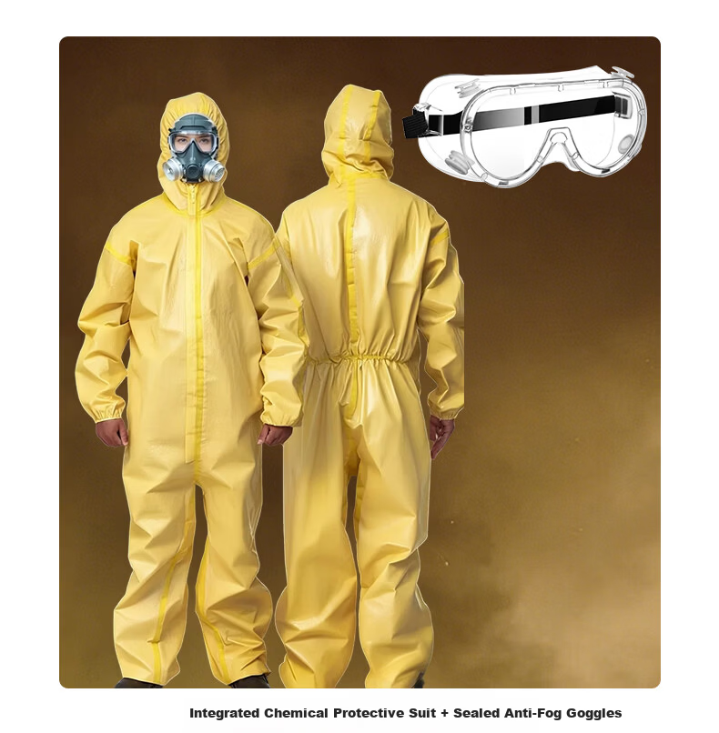 George Barton Protective Suit C-Level Chemical Protective Coverall Full-Body Industrial Dustproof Suit Paint Spraying Suit Yellow Splash-Resistant Acid and Alkali Resistant Chemical Workwear One-Piece 12