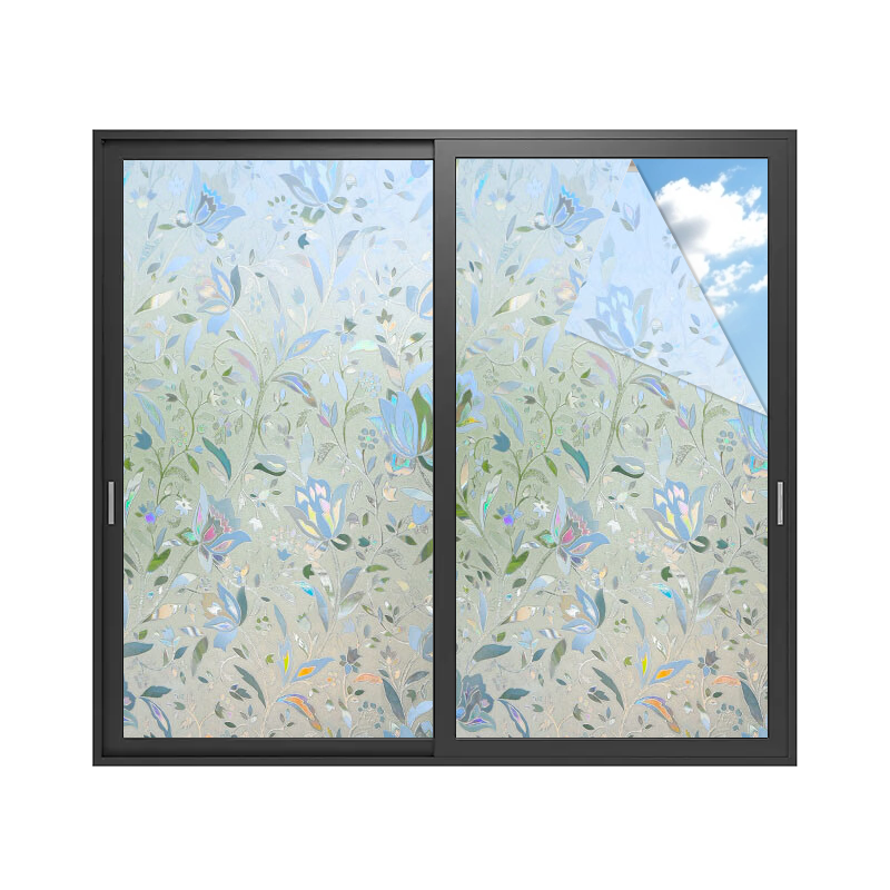Jinlongxing Glass Privacy Film, 3D Window Sticker, Bathroom Privacy, Toilet Light-Blocking, Non-Transparent Tulip Pattern, 0.6*2m