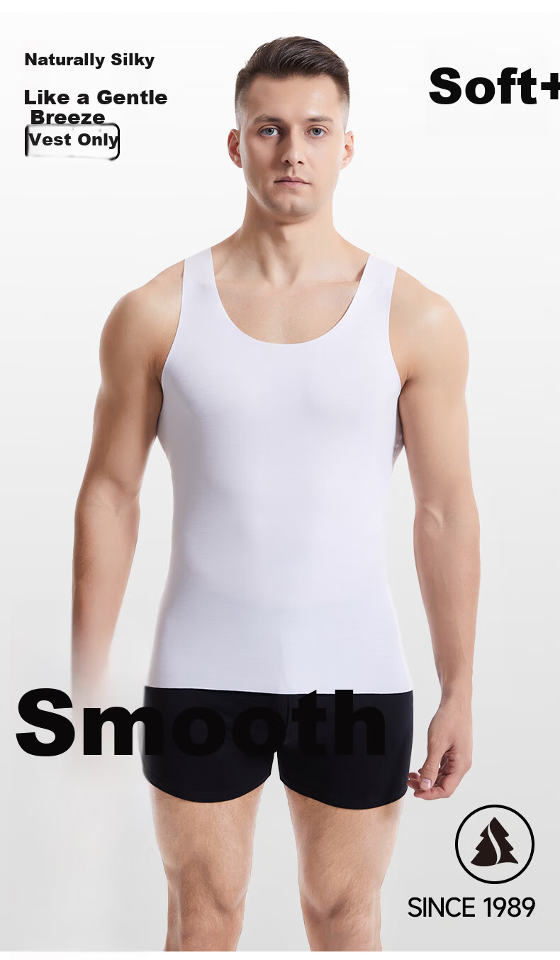 FIRS Men's Vest [80S Lenzing Modal] Round Neck High Elasticity Cooling Breathable Seamless Base Layer Tank Top Plus Size 4