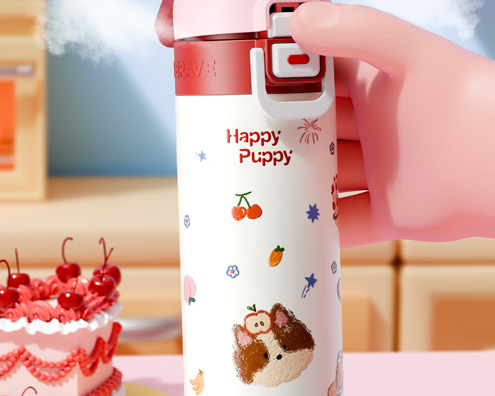 FGA Fugang Kids Insulated Water Bottle Unisex Student Cup 316L Stainless Steel Cute Sports Portable Dual Drinking Straw Cup 7