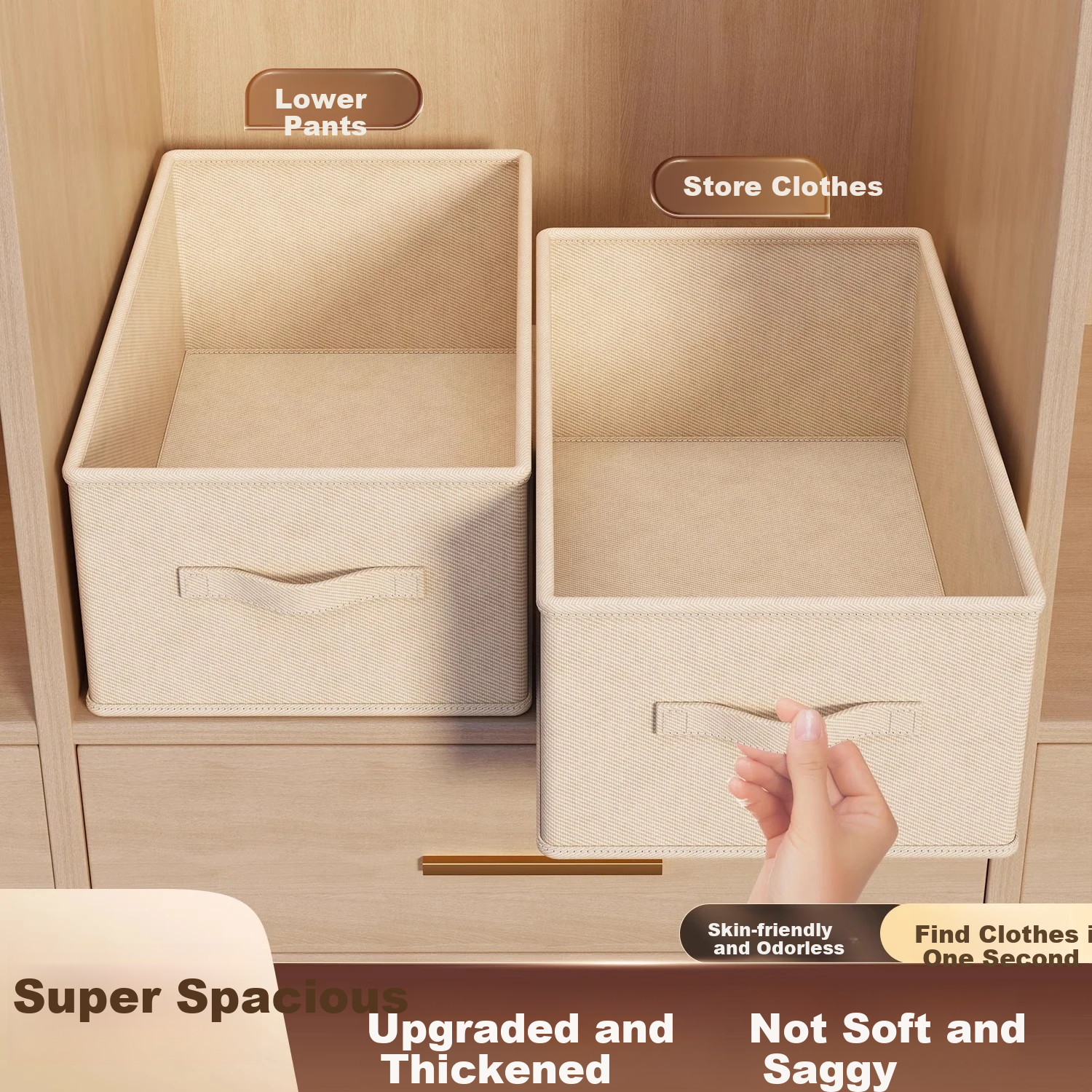 Zhifan Japanese Fabric Clothes Storage Box Household Wardrobe Organizer Layered Foldable Storage Container