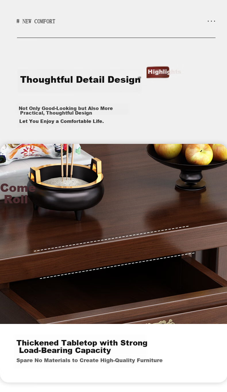 Taomengju New Chinese Style Buddhist Altar Cabinet with Caishen Statue, Buddha Table, Incense Table, Guan Gong and Bodhisattva Offering Stand, Tribute Table Storage Shelf 15