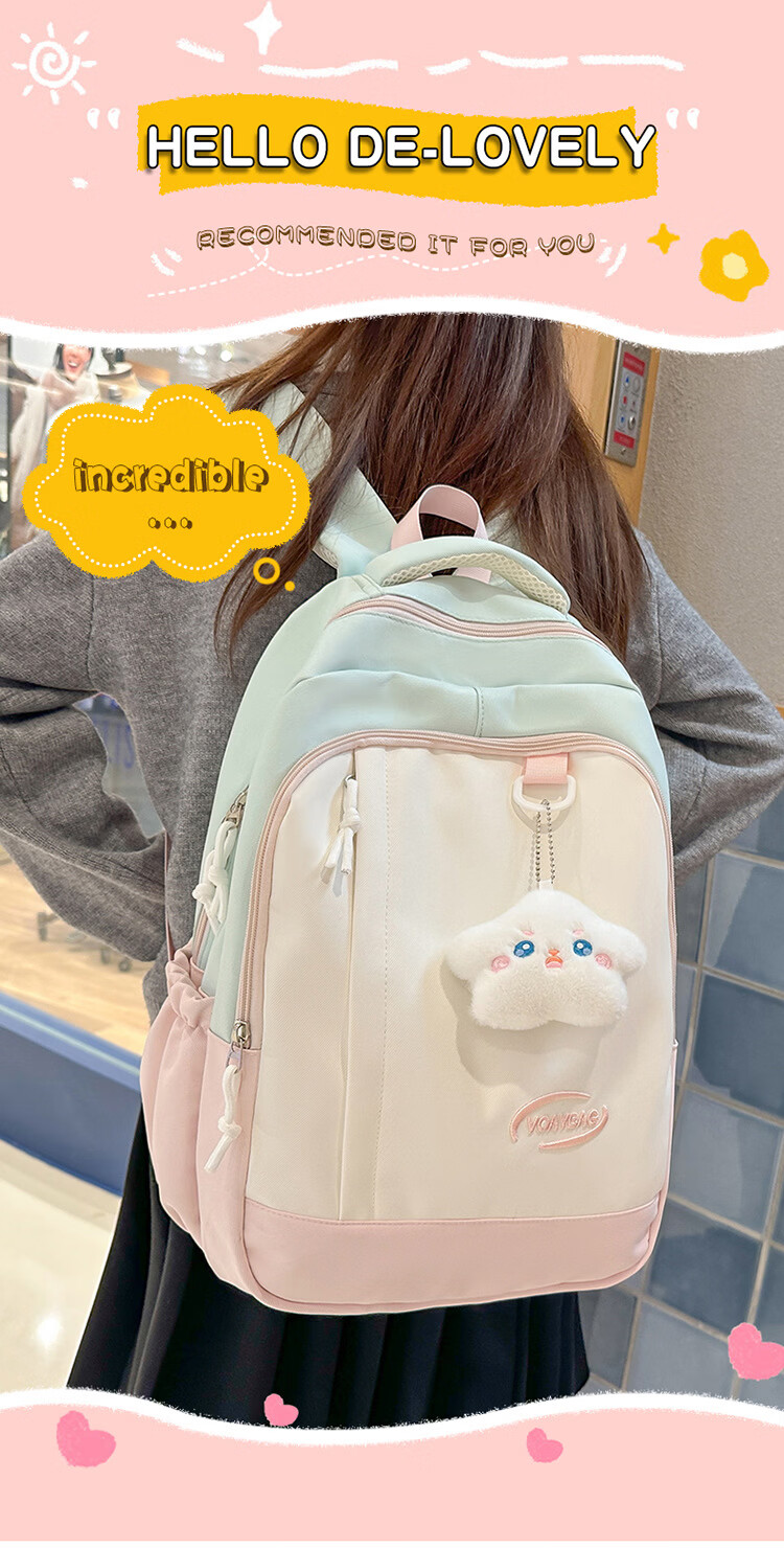 VICTORIATOURIST Middle School Student Backpack for Girls High-Value High School and College Student Large Capacity Ins Style Ultra-Lightweight Load-Reducing Double Shoulder Bag 1