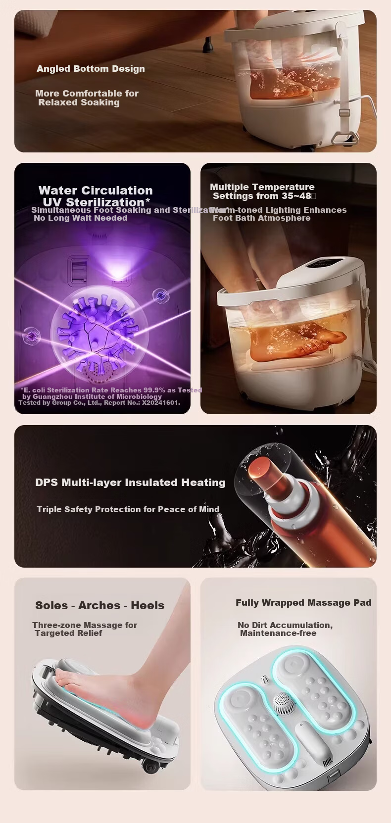 PHILIPS Foot Soaking Tub with Reclining Soak, Pipeline Sterilization, Electric Massage Foot Bath, Smart Constant Temperature Heating, Warm Foot Small White Bucket 3207F, Birthday Gift for Mom and Dad 3