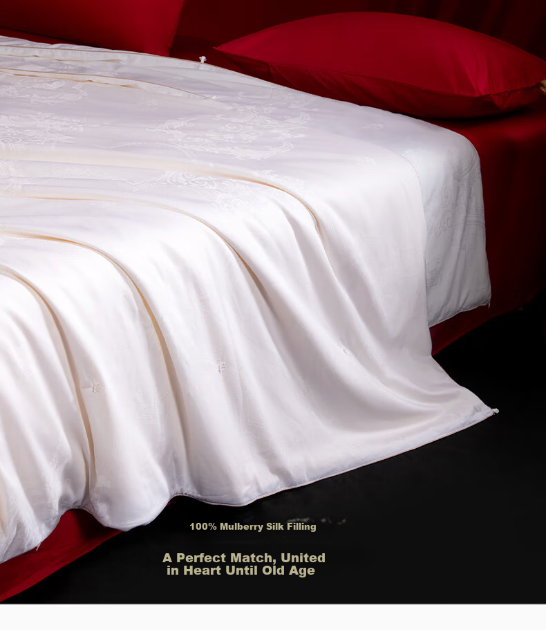 SILKUEEN "Golden Harmony" 100% Premium Mulberry Silk Gold Thread Wedding Quilt Set 2+4 Jin 220*240cm 3