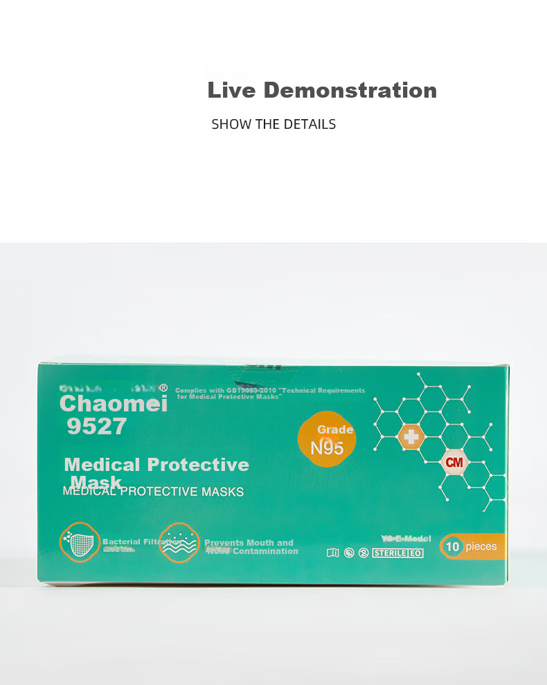 CM Chaomei N95 Mask 3D Protective Adult Face Mask Y3-E Type White Individually Packaged 9
