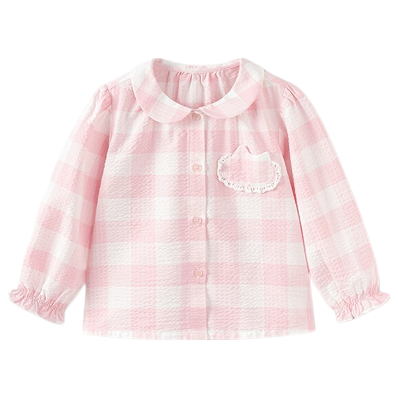 Balabala Girls' Shirt Children's Long Sleeve 2026 New Spring Summer Baby Cute Pocket Top Delicate Sweet