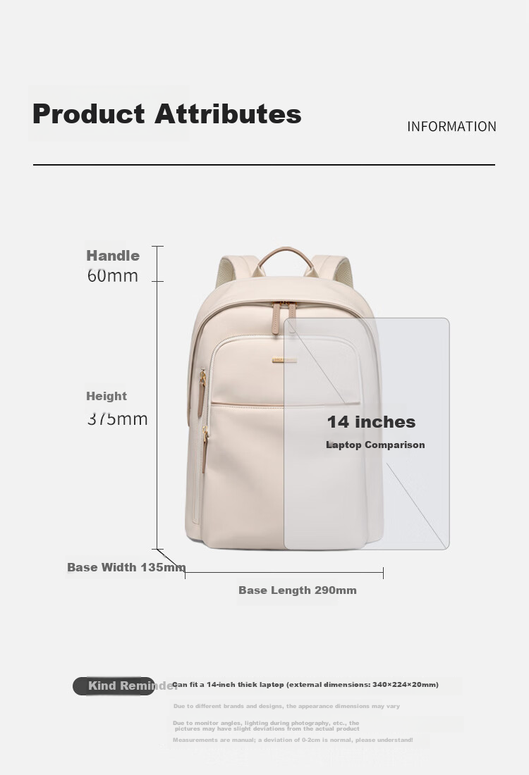 GOLF Commuter Women's Backpack 14-inch Laptop Bag Business Travel Casual Lightweight School Bag 9
