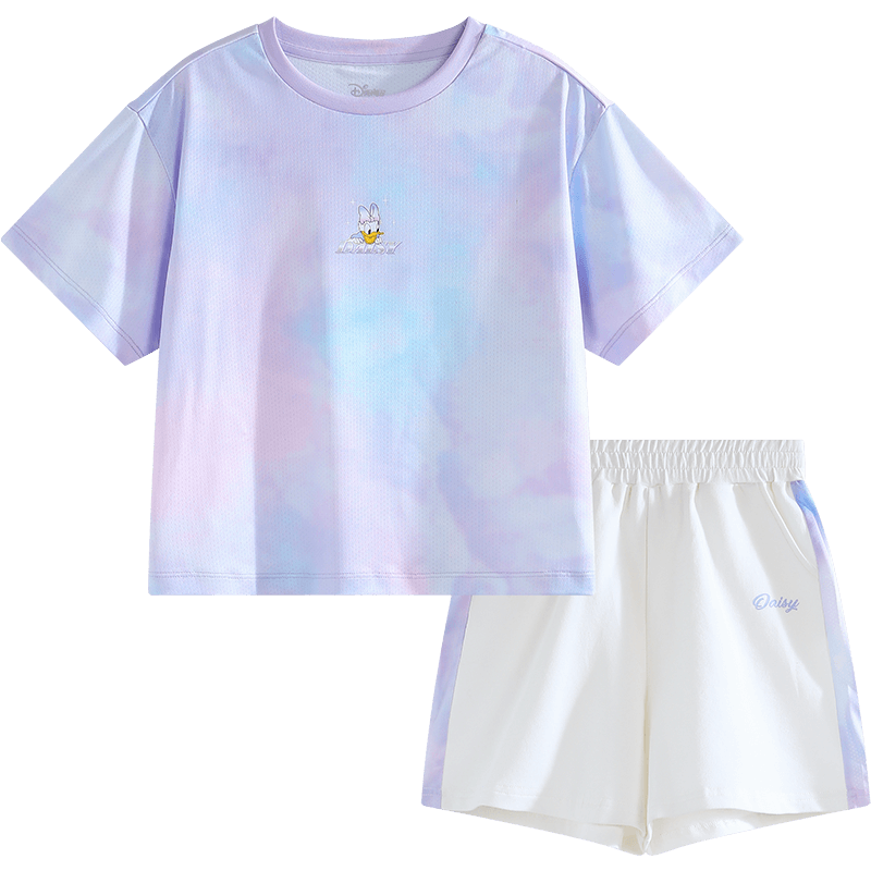 Disney Kids Sports Set Boys and Girls Short Sleeve Two-Piece Summer Casual Outfit Starlight Purple 120