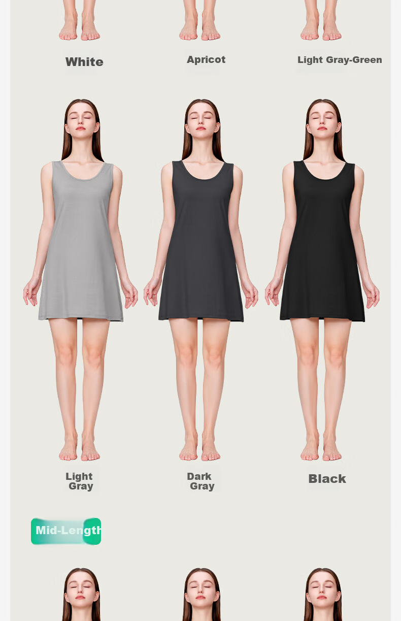 Jianyun Modal Women's Sleeveless Mid-Length Camisole Dress Thin Layering Slip Dress Summer Nightgown 12