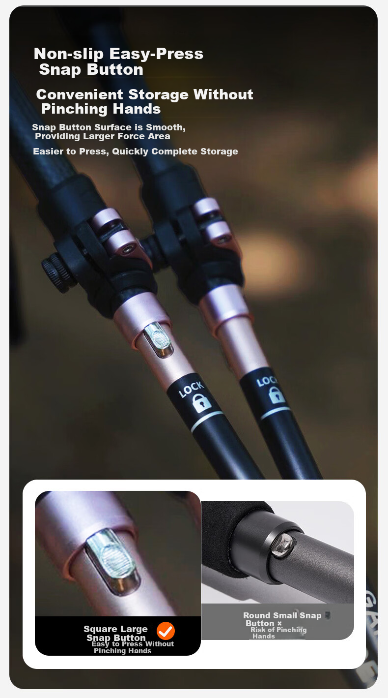 MOBIGARDEN Trekking Pole Outdoor Hiking Carbon Fiber Telescopic Walking Stick NX25667014 Titanium Color 2