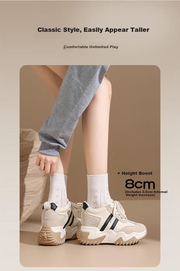 ZHR ZEZ Thick Sole 8CM Height Increasing Women's Shoes Retro Lightweight Versatile Sports Dad Shoes KS99 Coffee Color Size 39 3