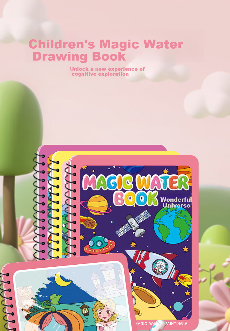 Bameika Children's Water Drawing Book Magical Doodle Coloring 0-3 Years Baby Watercolor Painting Set Birthday Gift 1