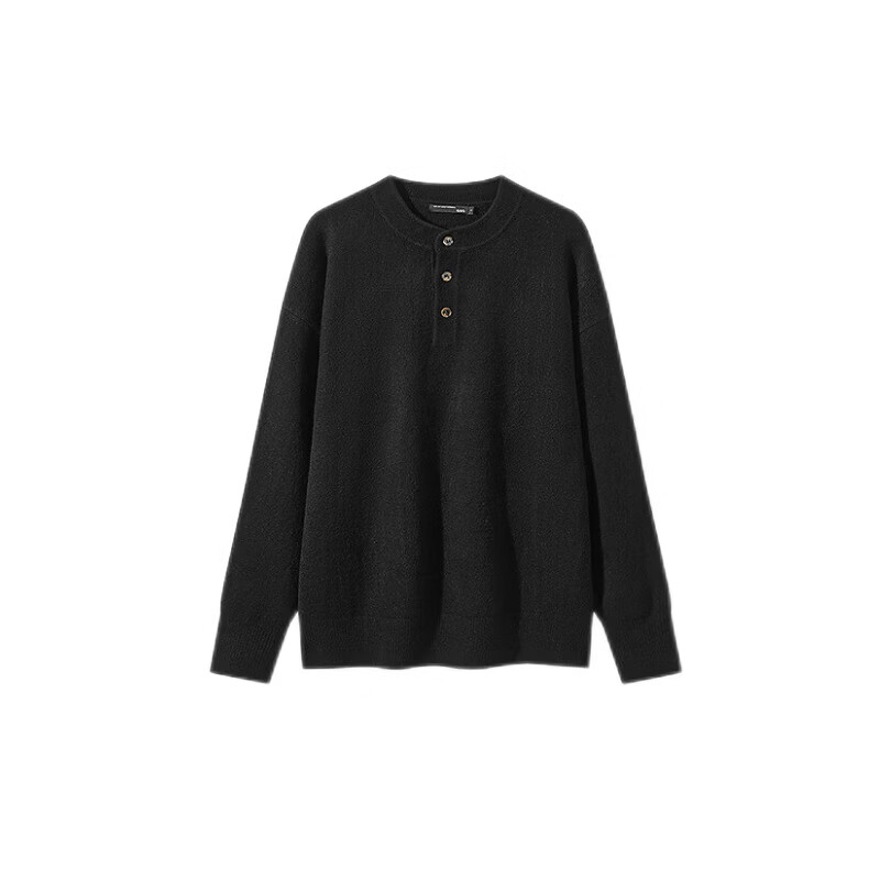 GXG Men's Black Crew Neck Knit Sweater Winter 2024 New Black 170/M