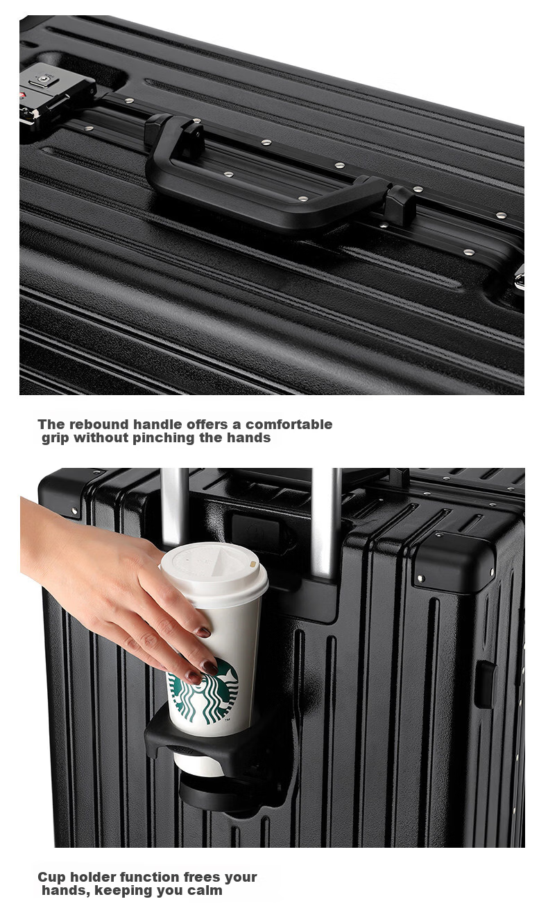 Semir Luggage Suitcase Business Trolley Travel Case Universal Password Lock Black (Upgraded Aluminum Frame) 24 Inch 14