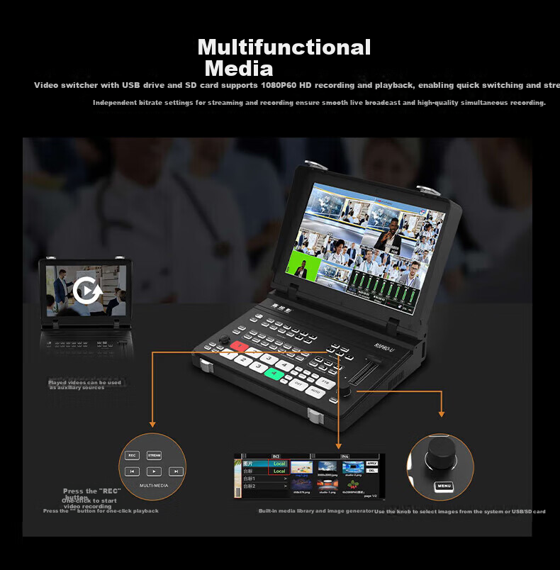 JiaShi Video Director Console R3PRO-U 4K Switcher 4-Channel Vertical Screen HDMI/SDI Streaming All-in-One Live Control Portable 7