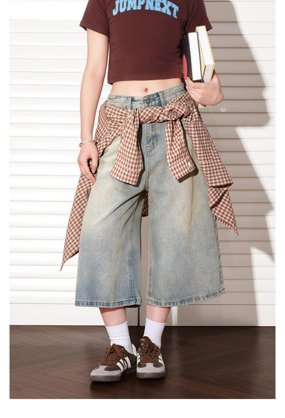 ICH MODE Vintage American Style Lightweight Washed Denim Shorts Thin Women's 2026 New Versatile Seven-Point Pants Black L 4