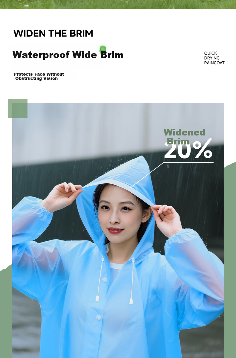 Qihaiqiu Disposable Raincoat Thickened Portable Outdoor Mountaineering Travel Anti-Rainstorm Drawstring Extended Hooded Purple 5