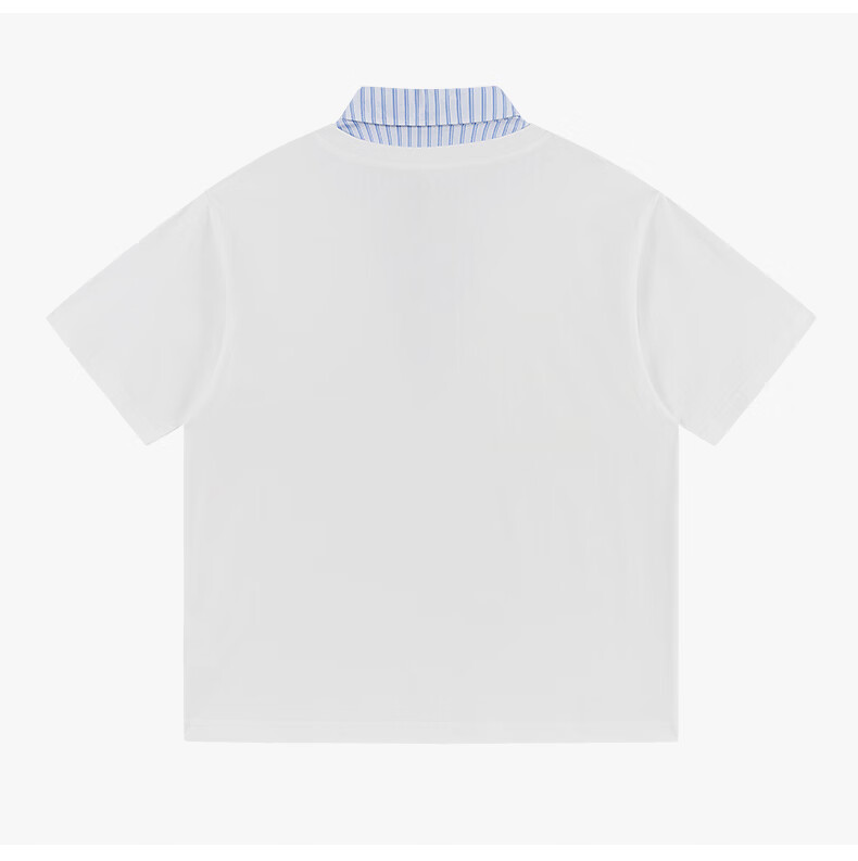 Charles Heart Contrast Collar Couple Pure Cotton Short Sleeve Polo Shirt with Playful Puppy Print Unisex Off-White XS 20